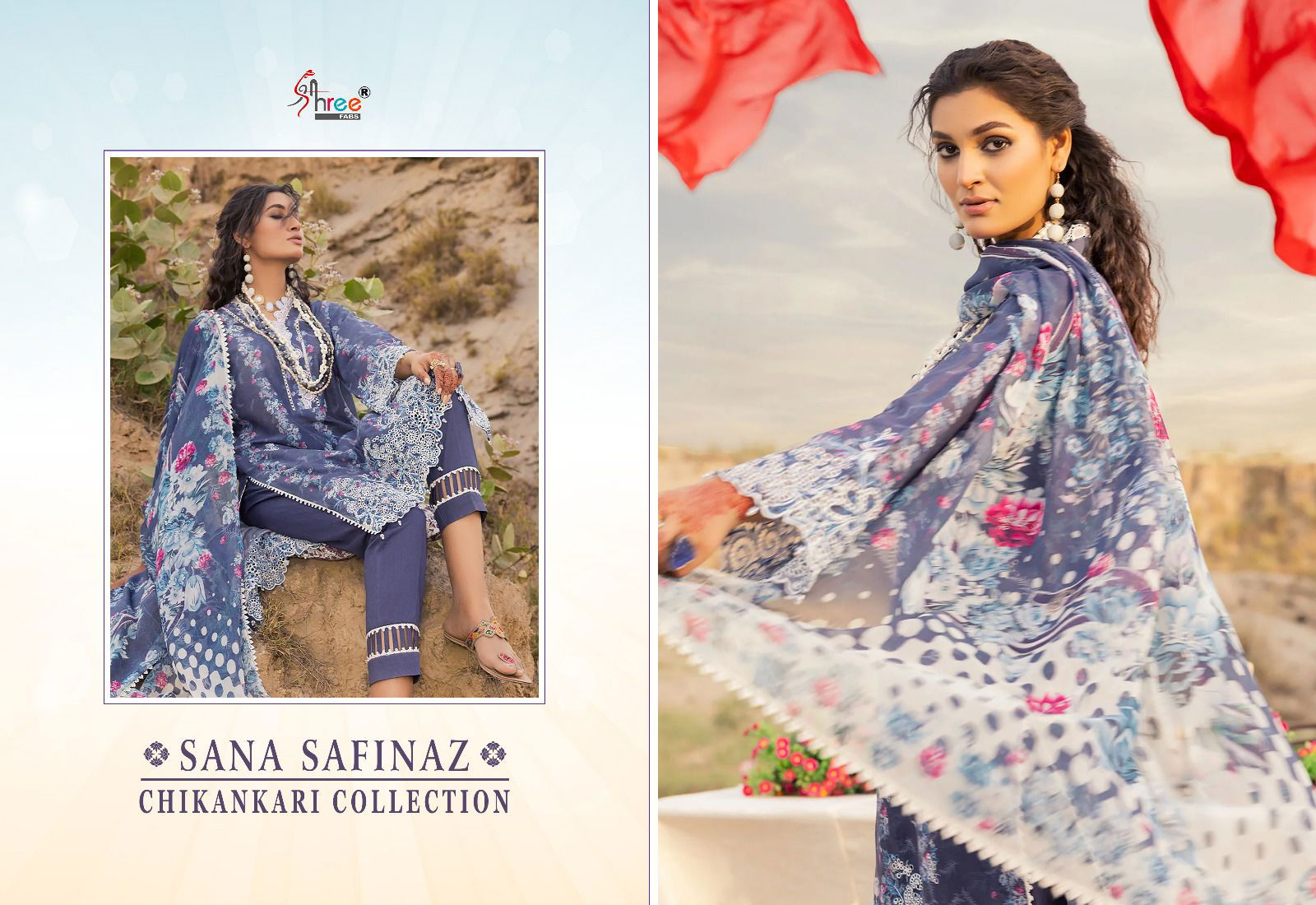 Sana Safinaz Chikankri Collection By Shrees Fab  Lawn Cotton Pakistani Suits